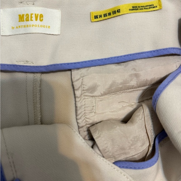 Maeve x Anthropologie Pleated Wide Leg Cropped Trouser in neutral / beige - Picture 7 of 7